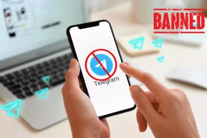 Telegram banned notification on a smartphone screen