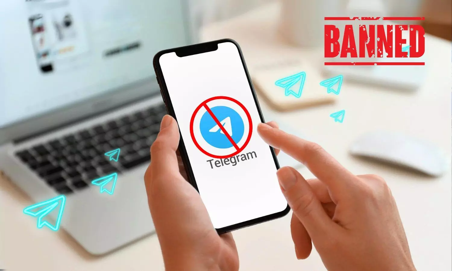 Telegram banned notification on a smartphone screen